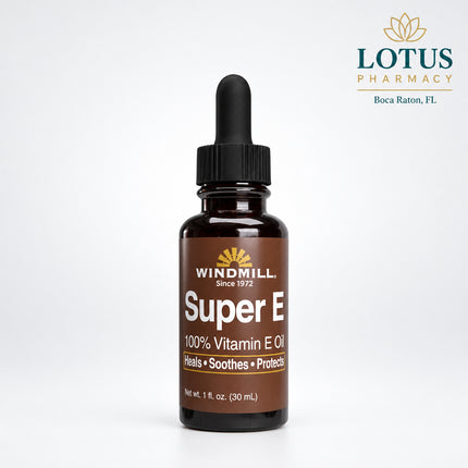 Super Vitamin E Oil 28,000 IU is a concentrated topical skincare oil formulated to help moisturize dry skin and improve the appearance of wrinkles, stretch marks, and surface scars. The formula contains pure vitamin E oil to support skin hydration and antioxidant protection.
