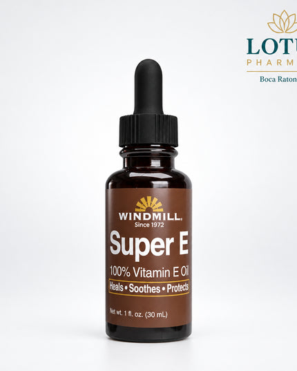 Super Vitamin E Oil 28,000 IU is a concentrated topical skincare oil formulated to help moisturize dry skin and improve the appearance of wrinkles, stretch marks, and surface scars. The formula contains pure vitamin E oil to support skin hydration and antioxidant protection.