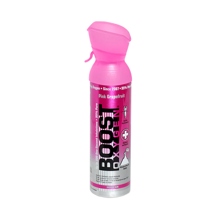 Boost Oxygen BALANCE Pink Grapefruit is a portable canister of 95% pure supplemental oxygen infused with a light pink grapefruit aroma. The Medium 5-liter size provides up to approximately 100 one-second inhalations and is designed for convenient, non-medical supplemental oxygen use at home, during travel, exercise, outdoor activities, or at altitude.
The canister is lightweight, recyclable, and contains no chemical propellants. Boost Oxygen identifies the Pink Grapefruit version as part of its BALANCE arom