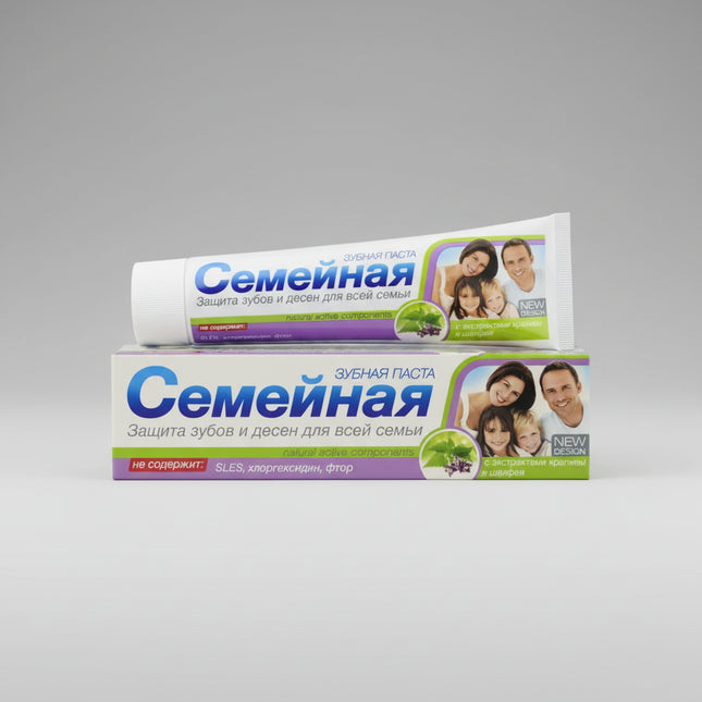 Svoboda® Family Toothpaste is a gentle everyday toothpaste designed for the whole family, including children aged 7 years and older. It effectively removes dental plaque, cleans teeth, freshens breath, and helps maintain healthy gums.

Depending on the variety, the toothpaste is enriched with natural herbal extracts such as chamomile, yarrow, sage, nettle, plantain, or St. John's wort to support gum health. The formula also contains active calcium to help strengthen tooth enamel. It is free from fluoride an