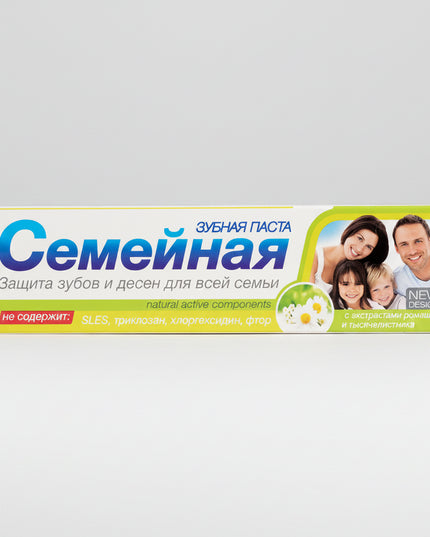 Svoboda® Family Toothpaste is a gentle everyday toothpaste designed for the whole family, including children aged 7 years and older. It effectively removes dental plaque, cleans teeth, freshens breath, and helps maintain healthy gums.

Depending on the variety, the toothpaste is enriched with natural herbal extracts such as chamomile, yarrow, sage, nettle, plantain, or St. John's wort to support gum health. The formula also contains active calcium to help strengthen tooth enamel. It is free from fluoride