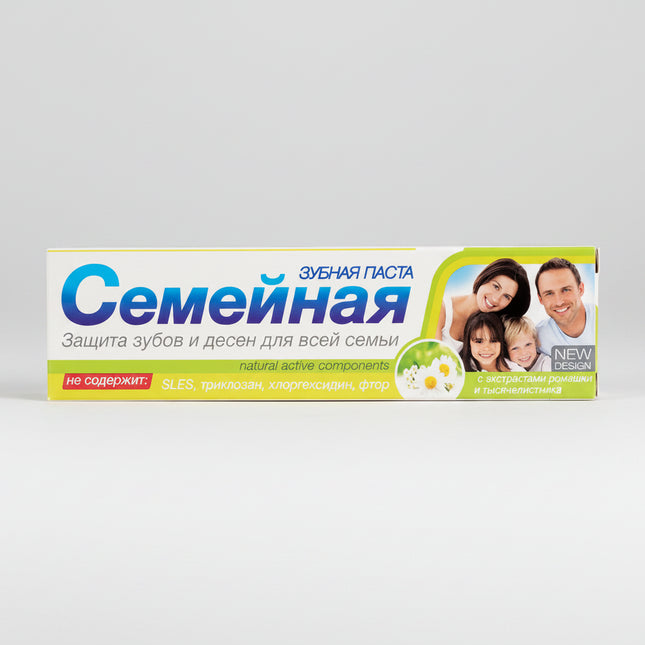 Svoboda® Family Toothpaste is a gentle everyday toothpaste designed for the whole family, including children aged 7 years and older. It effectively removes dental plaque, cleans teeth, freshens breath, and helps maintain healthy gums.

Depending on the variety, the toothpaste is enriched with natural herbal extracts such as chamomile, yarrow, sage, nettle, plantain, or St. John's wort to support gum health. The formula also contains active calcium to help strengthen tooth enamel. It is free from fluoride
