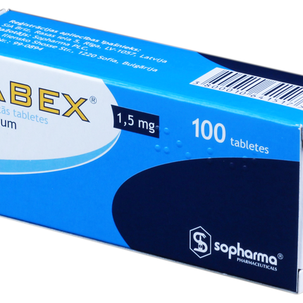 Box of Tabex Cytisinum tablets with Sopharma logo on a white background