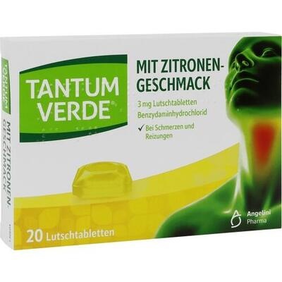 Box of Tantum Verde with lemon flavor on a white background