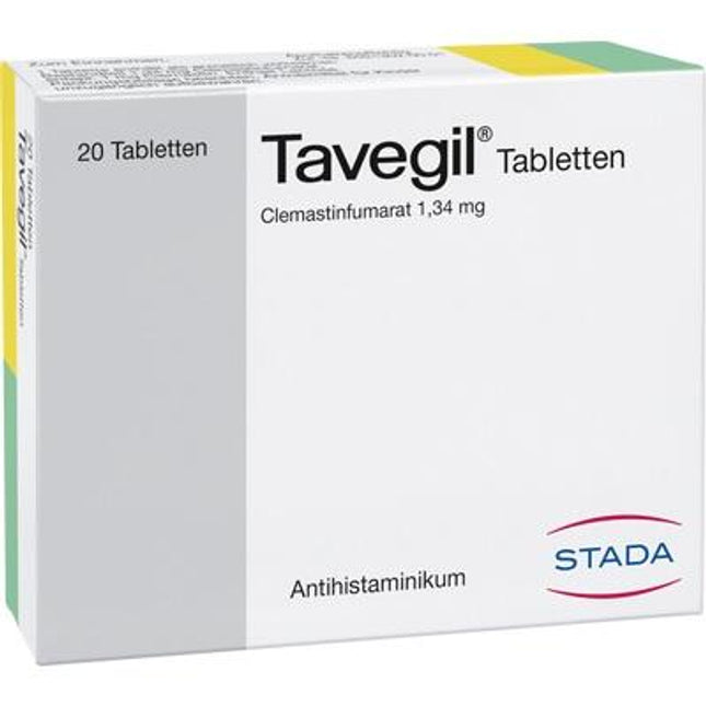 Box of Tavegil tablets with Stada logo