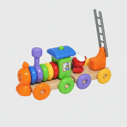 The educational toy "Funny Train" is intended for the early development of children. "FunnyTrain" is a functional toy to promote the development of fine motor skills of the hands, memory, attention, and intelligence. Usually, a child starts playing at the age of six months when he tries or already knows how to sit, by stringing the rings on the rod, forming the basis of the train, the child develops coordination of movements, gets acquainted with colors, learns to compare objects with each other, looking fo