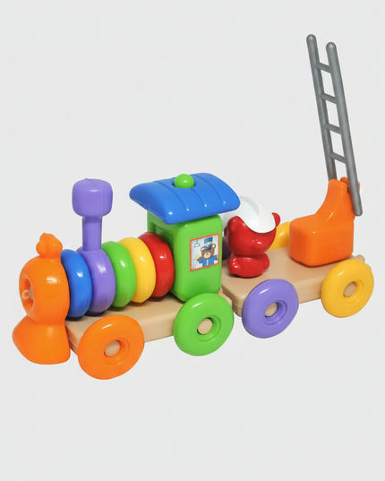 The educational toy "Funny Train" is intended for the early development of children. "FunnyTrain" is a functional toy to promote the development of fine motor skills of the hands, memory, attention, and intelligence. Usually, a child starts playing at the age of six months when he tries or already knows how to sit, by stringing the rings on the rod, forming the basis of the train, the child develops coordination of movements, gets acquainted with colors, learns to compare objects with each other, looking fo