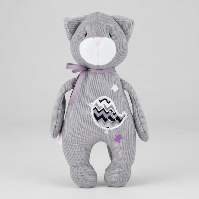 This adorable cat plush from the “Star” newborn collection is made with ultra-soft, safe, hypoallergenic materials and gentle embroidered features — perfect from the very first days. Lightweight and snuggly, it fits little hands perfectly and brings comfort during naps, stroller rides, and bedtime cuddles.