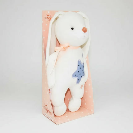 This gentle bunny plush from the “Star” baby collection is crafted from ultra-soft, baby-safe materials with embroidered details and a soothing pastel design. Lightweight and perfectly sized for little hands, it brings comfort, warmth, and a sense of security from the very first cuddle