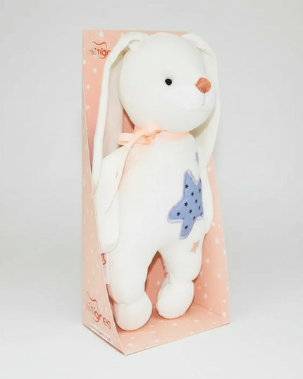 This gentle bunny plush from the “Star” baby collection is crafted from ultra-soft, baby-safe materials with embroidered details and a soothing pastel design. Lightweight and perfectly sized for little hands, it brings comfort, warmth, and a sense of security from the very first cuddle
