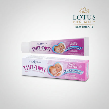 Tip-Top Baby Moisturizing Cream by Nevskaya Cosmetika (Детский увлажняющий крем «Тип-Топ») is a gentle everyday moisturizer developed for the care of delicate children's skin.

The cream helps replenish moisture, soften dry-feeling skin, and maintain the skin's natural protective barrier. Its moisturizing and conditioning formula is ideal for everyday use after bathing, washing, or whenever the skin needs additional hydration and comfort.