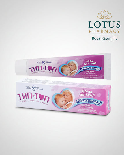 Tip-Top Baby Moisturizing Cream by Nevskaya Cosmetika (Детский увлажняющий крем «Тип-Топ») is a gentle everyday moisturizer developed for the care of delicate children's skin.

The cream helps replenish moisture, soften dry-feeling skin, and maintain the skin's natural protective barrier. Its moisturizing and conditioning formula is ideal for everyday use after bathing, washing, or whenever the skin needs additional hydration and comfort.