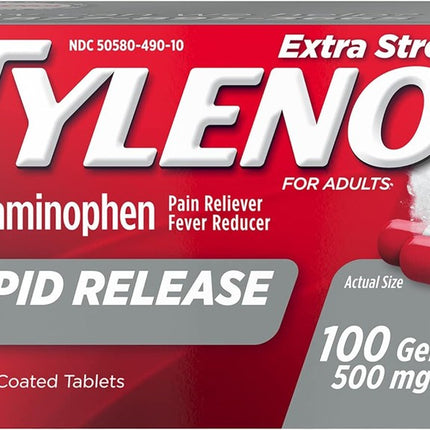 Tylenol Extra Strength Acetaminophen Rapid Release Gelcaps, 500 mg – 100 Count