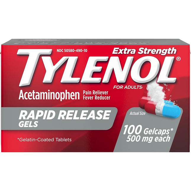 Tylenol Extra Strength Acetaminophen Rapid Release Gelcaps, 500 mg – 100 Count