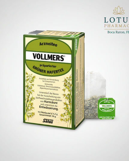 VOLLMERS® Green Oat Tea is a traditional herbal medicinal tea made from green oat herb (Avena sativa). It is commonly used in herbal practice to support nervous system balance, relaxation, and overall well-being during periods of mental or physical fatigue.