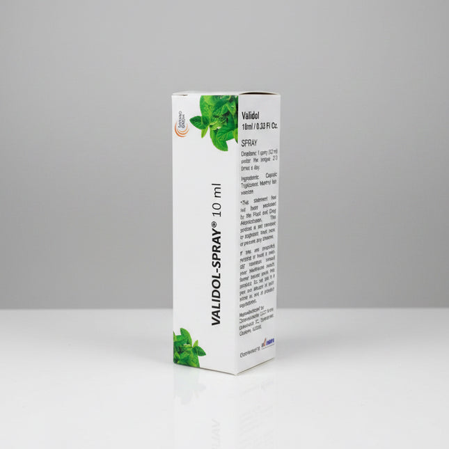 Validol® Oral Spray is a fast-acting calming product traditionally used to help&nbsp;reduce nervous tension, emotional stress, and mild sleep disturbances. The convenient spray format allows for quick absorption and easy on-the-go use, making it suitable during moments of anxiety, restlessness, or difficulty falling asleep.