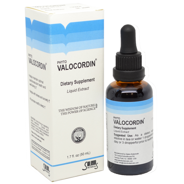 Phyto Valocordin dietary supplement bottle and packaging on a white background