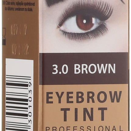 Venita eyebrow tint packaging with an eye showing brown color
