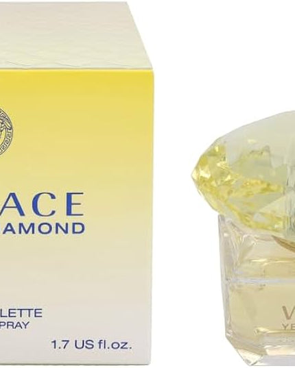 Versace Yellow Diamond perfume bottle and packaging on a white background