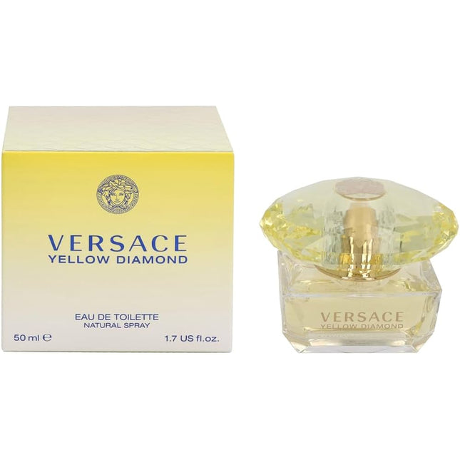 Versace Yellow Diamond perfume bottle and packaging on a white background