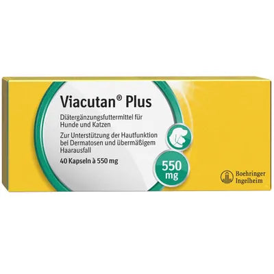 Viacutan Plus supplement packaging with Boehringer Ingelheim logo on a white background
