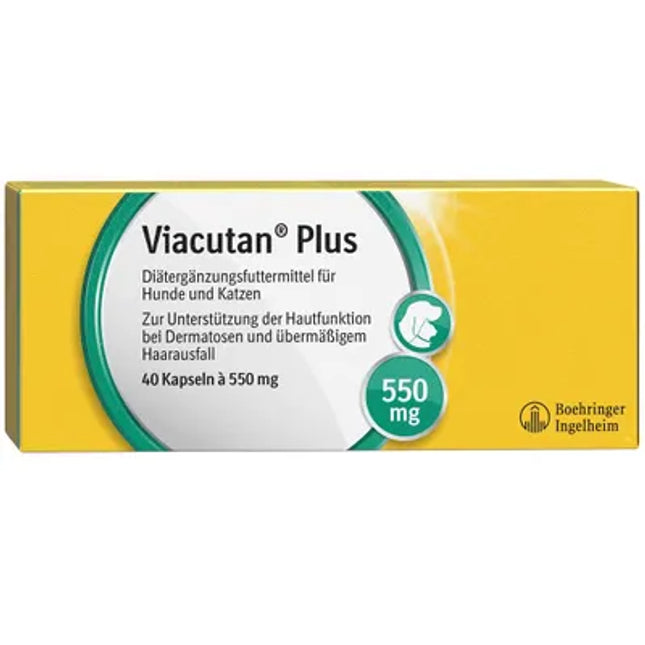 Viacutan Plus supplement packaging with Boehringer Ingelheim logo on a white background