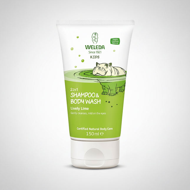 WELEDA Organic Kids 2in1 Shower &amp; Shampoo is a&nbsp;certified natural cosmetic body wash and shampoo specially created for children from 3 years of age. The mild plant-based cleansing formula gently washes skin and hair without drying, while organic sesame oil helps maintain the skin’s natural moisture balance. It is designed to be extra gentle on the eyes and suitable for daily bath or shower use.
