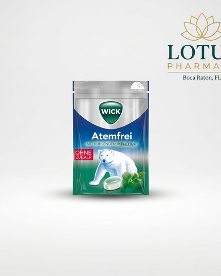 WICK sugar-free throat candies are refreshing menthol lozenges designed to provide a cooling, fresh sensation in the mouth and throat. This listing includes two 72 g variants: