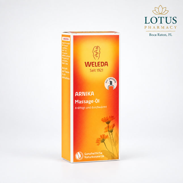 Weleda Arnica Massage Oil is a natural body massage oil formulated with arnica flower extract and plant oils to support muscle relaxation and skin nourishment.