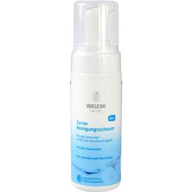 Weleda® Gentle Cleansing Foam is a certified natural facial cleanser that gently yet thoroughly removes makeup, excess oil, dirt, and daily impurities without drying the skin. Formulated with organic witch hazel water and marshmallow root extract, the lightweight foam helps maintain the skin's natural moisture balance while leaving the complexion feeling clean, refreshed, and soft. It is ideal for normal and combination skin and prepares the skin for the next steps of your skincare routine. The formula is v