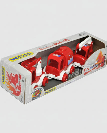 With the set of 3 sturdy vehicles in attractive colors, even the youngest children from 12 months can emulate their big idols. The tank truck, the crane vehicle and the ladder trolley bring lots of fun to the children's room. The vehicles of the Kid Cars series ensure realistic adventures. In addition, the trucks have wide tires and steel axles, which give the toy cars high stability. The fire brigade trucks are lightweight, maneuverable and invite you to play - ideal for home, outdoor or sandpit. In combin