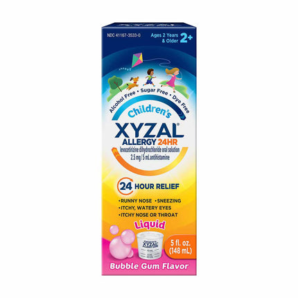 Xyzal, Children's Xyzal, Xyzal Liquid, Levocetirizine, Levocetirizine Dihydrochloride, Allergy Relief, Children's Allergy Relief, Kids Allergy Medicine, Antihistamine, 24 Hour Allergy Relief, Indoor Allergies, Outdoor Allergies, Seasonal Allergies, Runny Nose Relief, Sneezing Relief, Itchy Eyes Relief, Itchy Throat Relief, Bubble Gum Flavor, Children's Health, Non Drowsy Allergy Relief, Ксизал, Детский Ксизал, Левоцетиризин, Сироп От Аллергии, Детское Средство От Аллергии, Антигистаминный Препарат, Сезонная