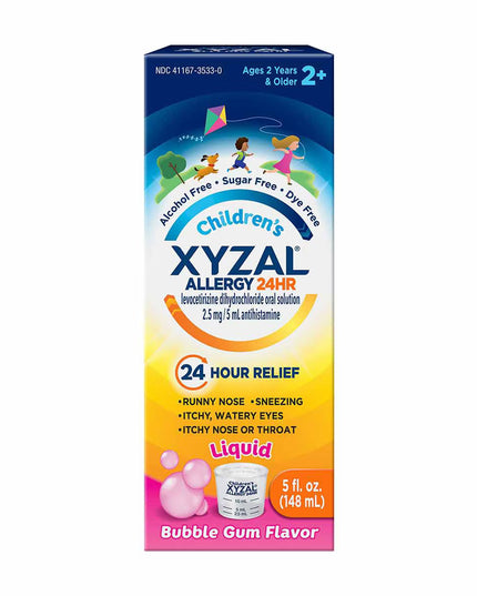 Xyzal, Children's Xyzal, Xyzal Liquid, Levocetirizine, Levocetirizine Dihydrochloride, Allergy Relief, Children's Allergy Relief, Kids Allergy Medicine, Antihistamine, 24 Hour Allergy Relief, Indoor Allergies, Outdoor Allergies, Seasonal Allergies, Runny Nose Relief, Sneezing Relief, Itchy Eyes Relief, Itchy Throat Relief, Bubble Gum Flavor, Children's Health, Non Drowsy Allergy Relief, Ксизал, Детский Ксизал, Левоцетиризин, Сироп От Аллергии, Детское Средство От Аллергии, Антигистаминный Препарат, Сезонная