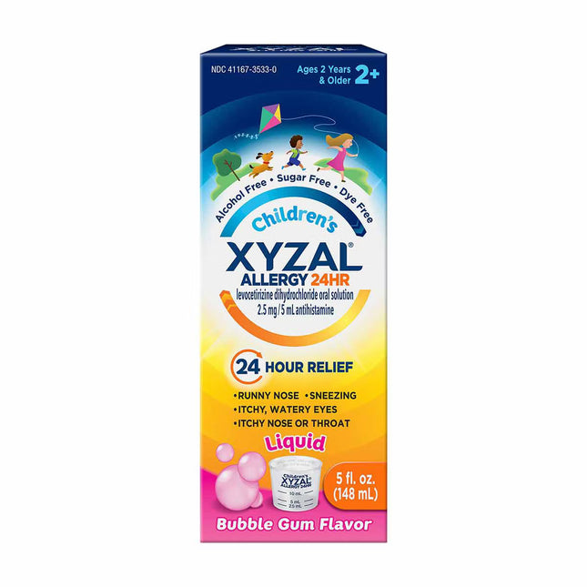 Xyzal, Children's Xyzal, Xyzal Liquid, Levocetirizine, Levocetirizine Dihydrochloride, Allergy Relief, Children's Allergy Relief, Kids Allergy Medicine, Antihistamine, 24 Hour Allergy Relief, Indoor Allergies, Outdoor Allergies, Seasonal Allergies, Runny Nose Relief, Sneezing Relief, Itchy Eyes Relief, Itchy Throat Relief, Bubble Gum Flavor, Children's Health, Non Drowsy Allergy Relief, Ксизал, Детский Ксизал, Левоцетиризин, Сироп От Аллергии, Детское Средство От Аллергии, Антигистаминный Препарат, Сезонная
