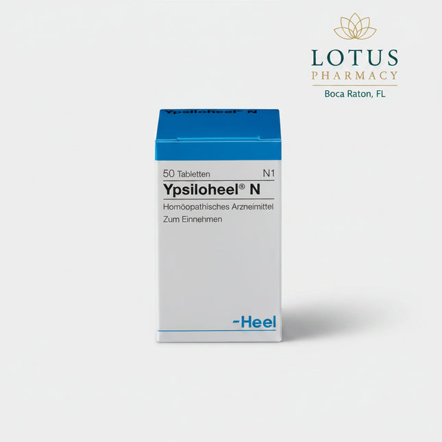 Ypsiloheel® N is a German homeopathic medicinal product by Heel indicated for nervous disorders and physical complaints associated with nervous tension.

According to the official German product information, its homeopathic indications include palpitations, a feeling of tightness or a lump in the throat, sleep disturbances, and gastrointestinal complaints associated with nervousness.