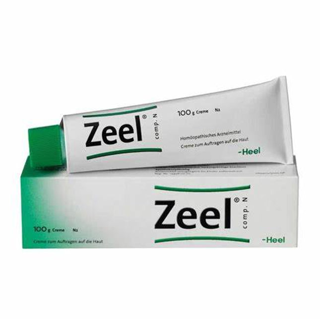Zeel cream packaging with green and white design on a white background