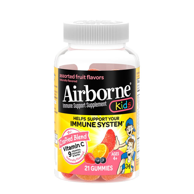 airborne kids, airborne kids gummies, airborne crafted blend, vitamin c gummies for kids, kids immune support, children's vitamins, vitamin c 500 mg, kids multivitamin gummies, echinacea gummies, ginger gummies, zinc gummies, selenium gummies, immune health, antioxidant support, assorted fruit gummies, gluten free gummies, эрборн для детей, детские витамины, витамин с для детей, жевательные мармеладки, поддержка иммунитета, эхинацея, имбирь, цинк, селен, детские витамины с витамином с, антиоксиданты, здоров