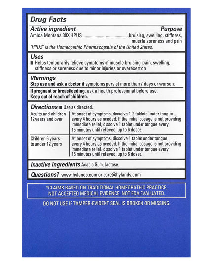 Hyland’s Naturals Arnica 30X Quick-Dissolving Tablets (Гомеопатические таблетки с арникой)