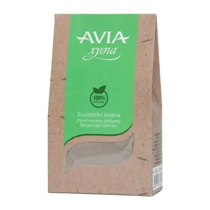 Avia coffee package with green label on a white background