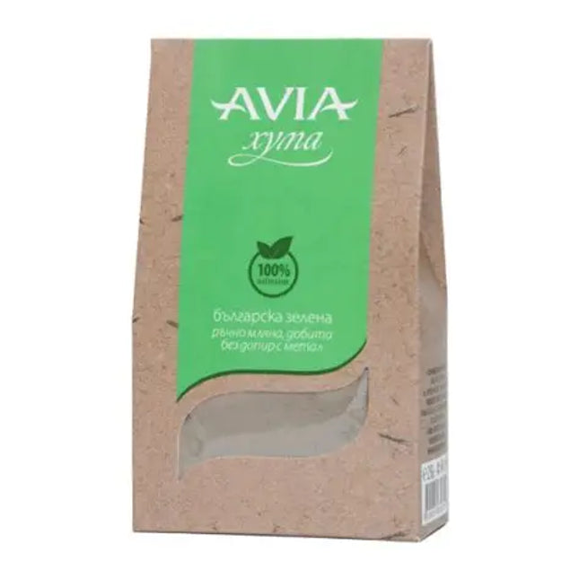 Avia coffee package with green label on a white background