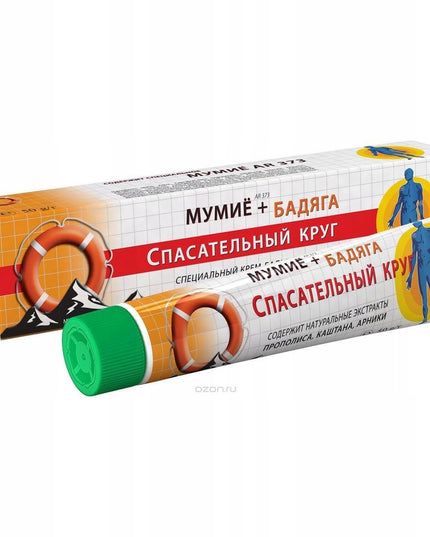 badyaga cream balm, mumijo cream, shilajit cream, spasatelny krug, bruise cream, badyaga gel, herbal bruise care, swelling relief, muscle recovery cream, skin recovery balm, horse chestnut cream, topical herbal balm, бадяга с мумие, спасательный круг, крем бальзам, бадяга, мумие, шилажит, средство от синяков, крем от ушибов, отеки, восстановление кожи, травяной бальзам, cuidado de moretones, bálsamo badyaga, crema con mumijo, crema con shilajit, spasatelny krug, alivio de hematomas, apoyo para la recuperaci