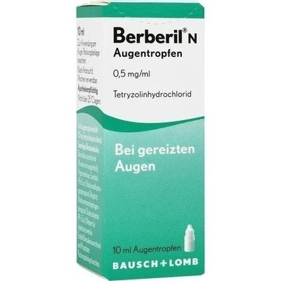 Berberil N eye drop box with green and white design on a white background