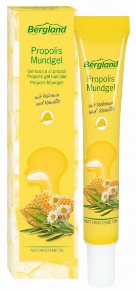 Bergland Propolis Mundgel packaging with tube and box on a white background