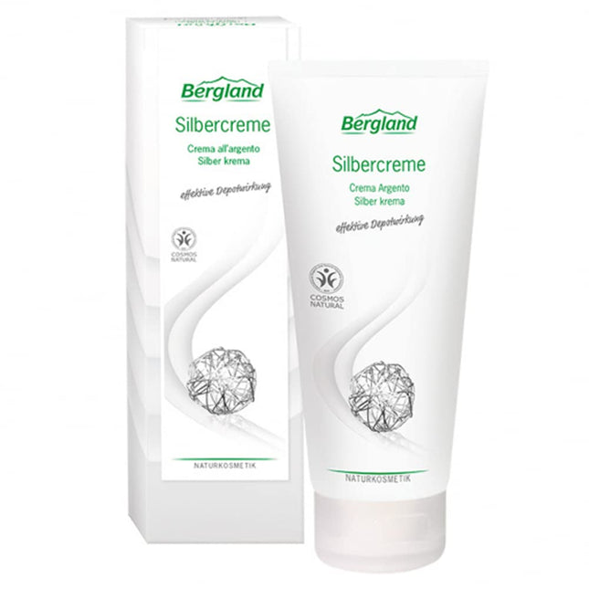 Two tubes of Bergland Silbercreme cream on a white background
