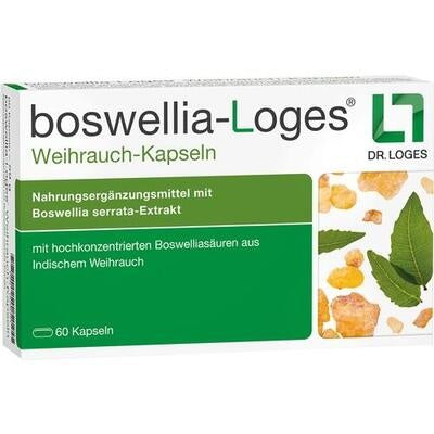 Box of boswellia Loges capsules with green and white design