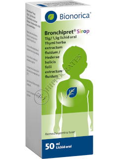 Bionorica Bronchipret Sirop packaging with a child icon on a white background
