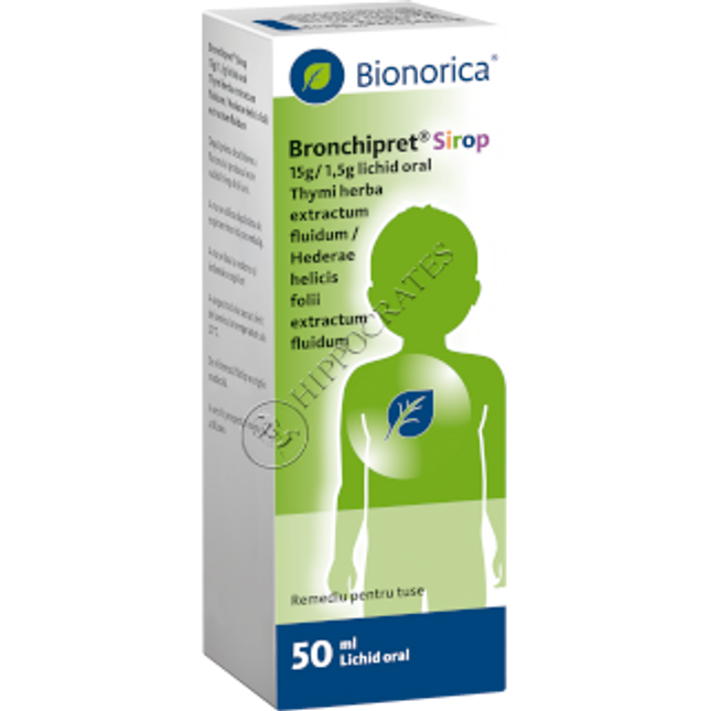 Bionorica Bronchipret Sirop packaging with a child icon on a white background