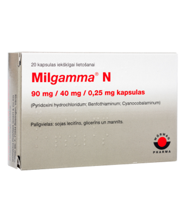 MILGAMMA N 40MG/90MG/250MCG CAPS #20