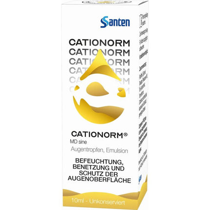 Santen Cationorm eye drop box on a white background