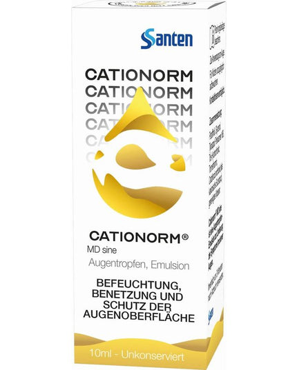 Santen Cationorm eye drop box on a white background